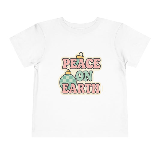 Peace on Earth Toddler Tee — Retro Holiday Christmas Shirt