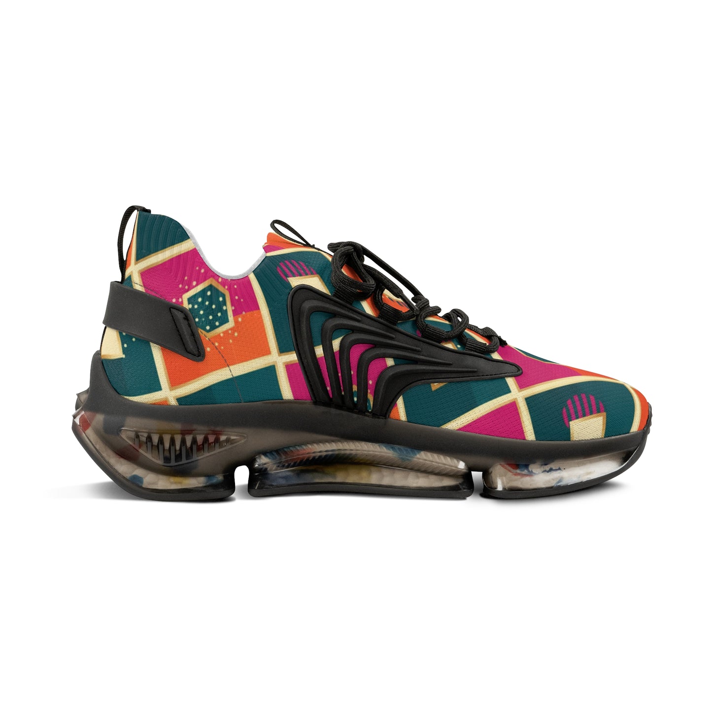 Men's Mesh Sneakers — Colorful Geometric Pattern Athletic Shoes (free shipping)
