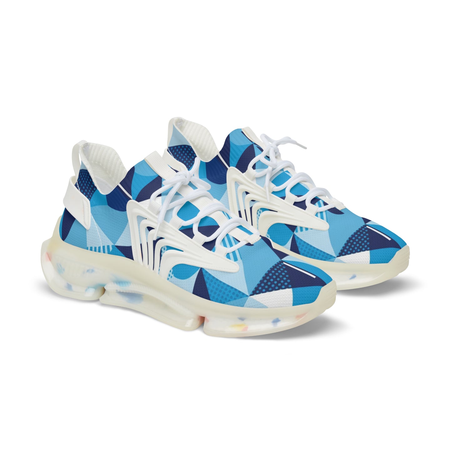 men's Blue Geometric Mesh Sneakers — Men's Athletic Shoes (free shipping)