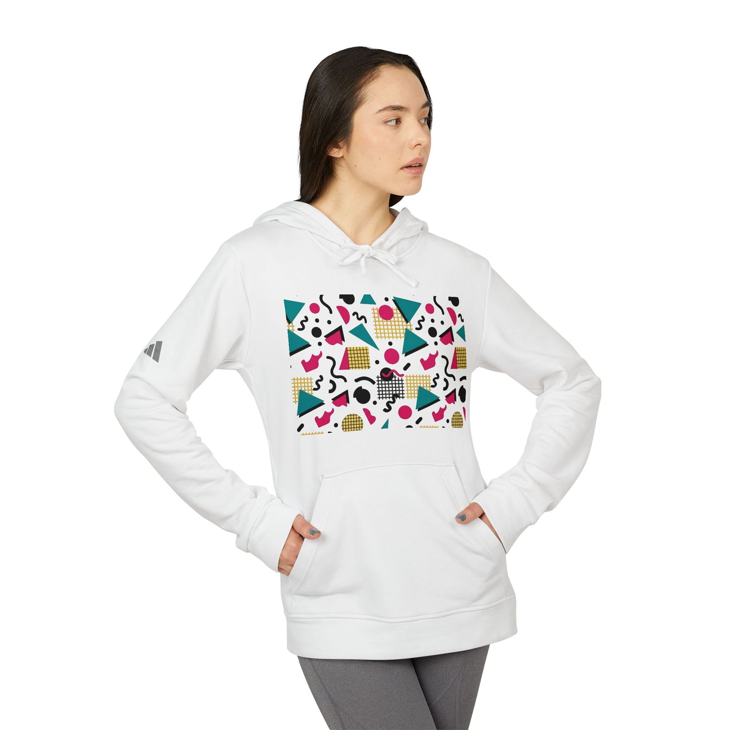 Adidas Retro 80’s Memphis Graphic Hoodie — Colorful 80s-Inspired Geometric Design