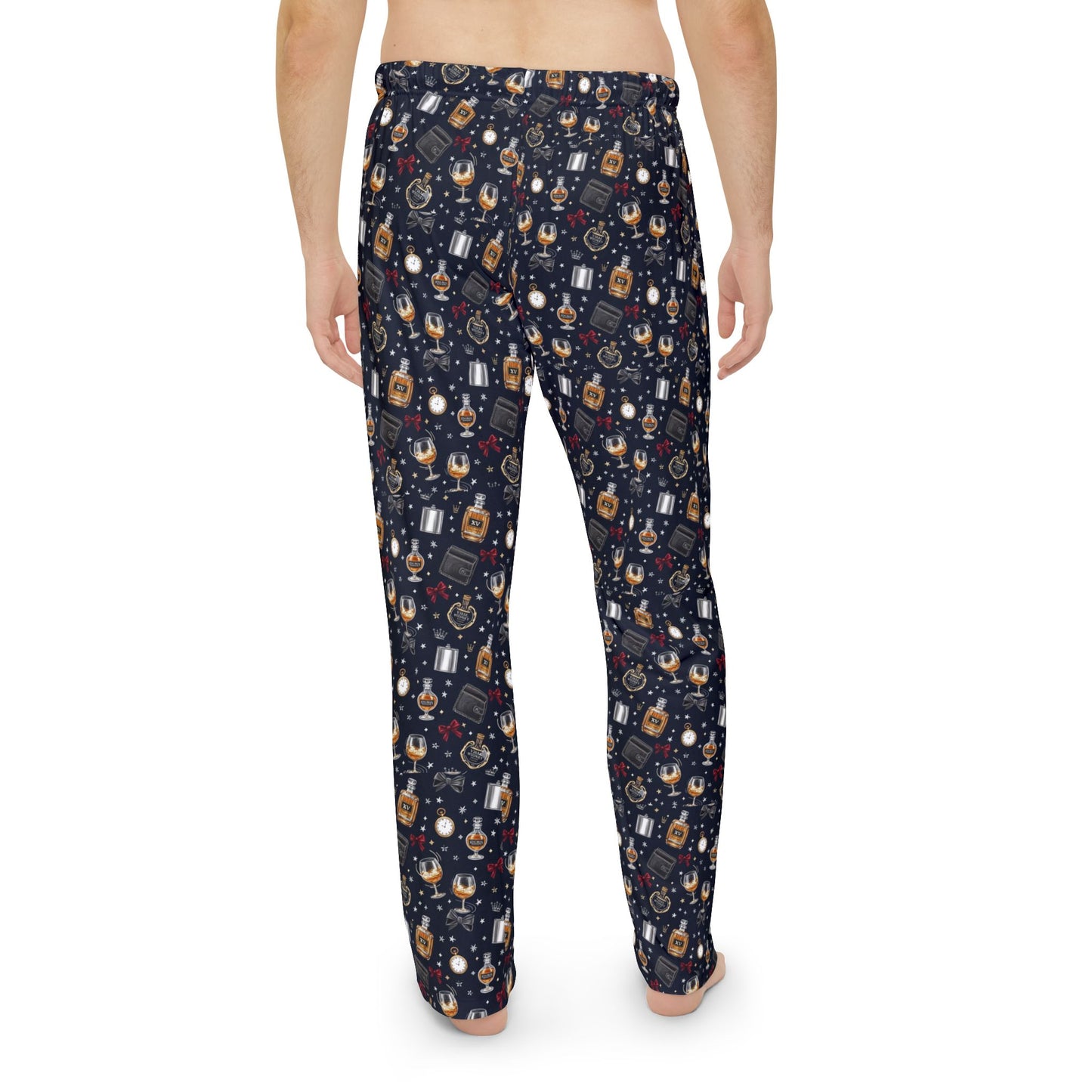 Men's Holiday whiskey collectors Pajama Pants — 'Christmas whiskey collection' Graphic Lounge Pants