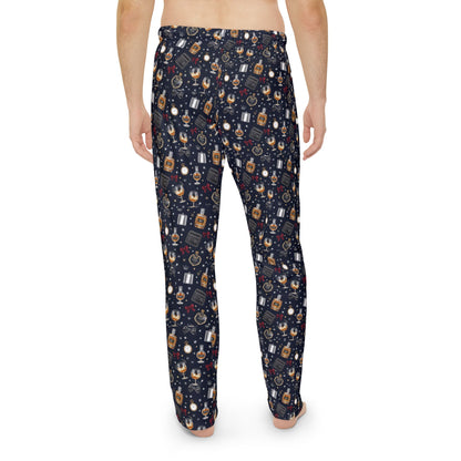 Men's Holiday whiskey collectors Pajama Pants — 'Christmas whiskey collection' Graphic Lounge Pants