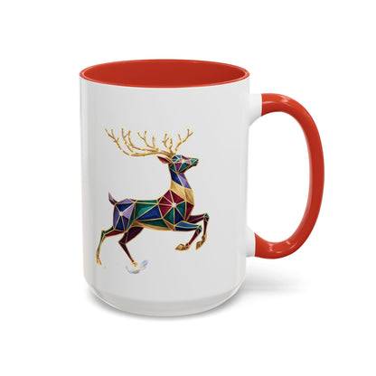 Geometric Rainbow Reindeer Accent Coffee Mug (11/15 oz)