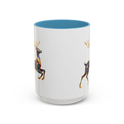 Geometric Rainbow Reindeer Accent Coffee Mug (11/15 oz)
