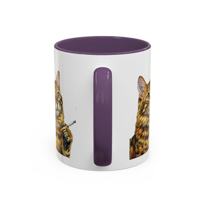 Happy and Dazzling smoking Cat Coffee Mug- cat smoking cigarette- funny (free shipping)