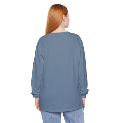 Women’s blue, blue jean color Garment-Dyed Long Sleeve T-Shirt - Relaxed Everyday Comfort