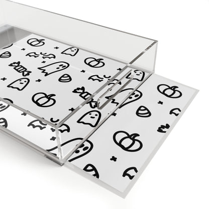 Halloween Acrylic Serving Tray with Ghost and Pumpkin Design