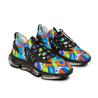 Men's Breathable Mesh Sneakers — Colorful Abstract Pattern Athletic Shoes (free shipping)