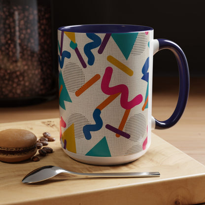 Retro Memphis Pattern Coffee Mug — 11/15oz Accent Ceramic Mug
