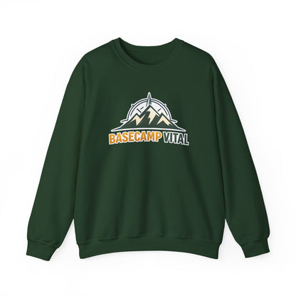 Base Camp Vital Mountain Embroidered Crewneck Sweatshirt | Cozy Hiking & Camping Pullover | 50/50 Midweight  Vital Mountain Crewneck Sweatshirt — Outdoor Adventure Logo Pullover (free shipping)