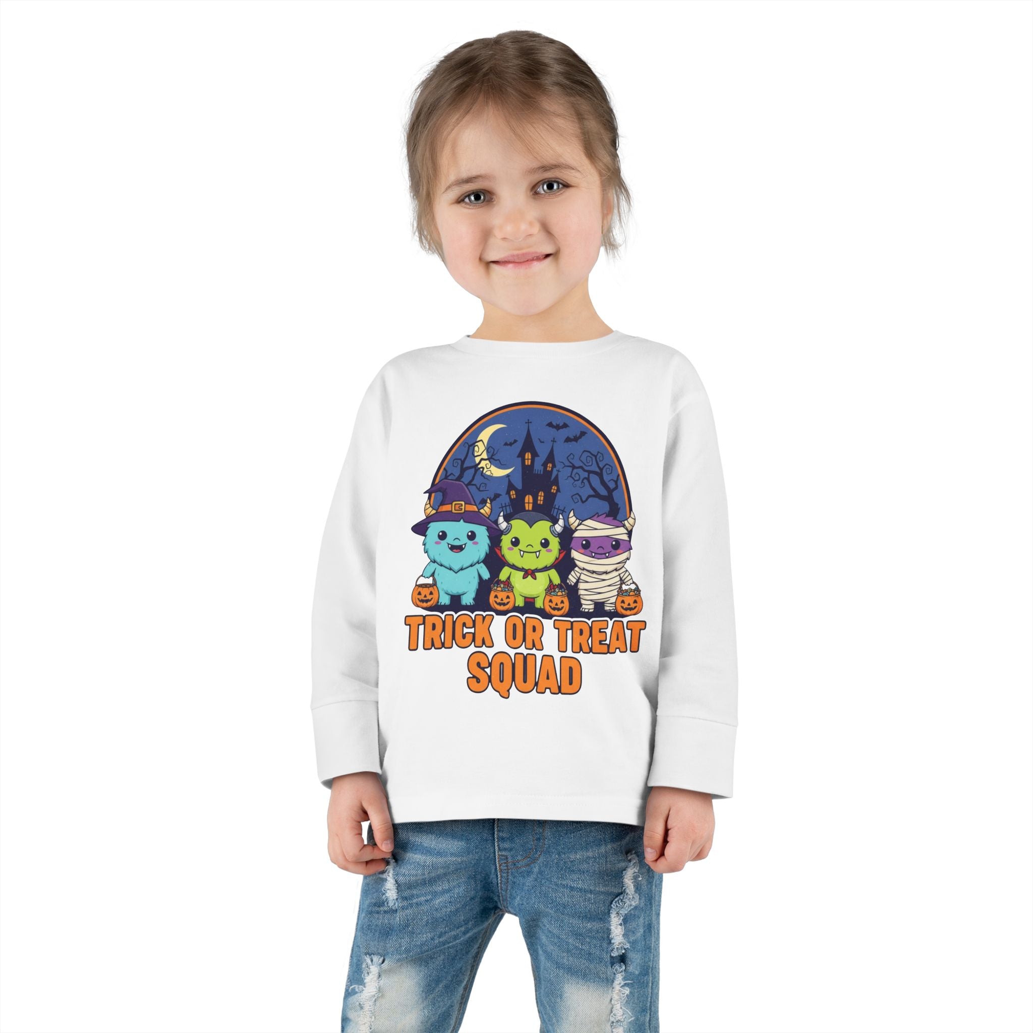 Toddler Halloween Long Sleeve Tee - Trick or Treat Squad, Cute Kids Shirt, Halloween Costume Tee, Toddler Fall Apparel, Kids Halloween [...]