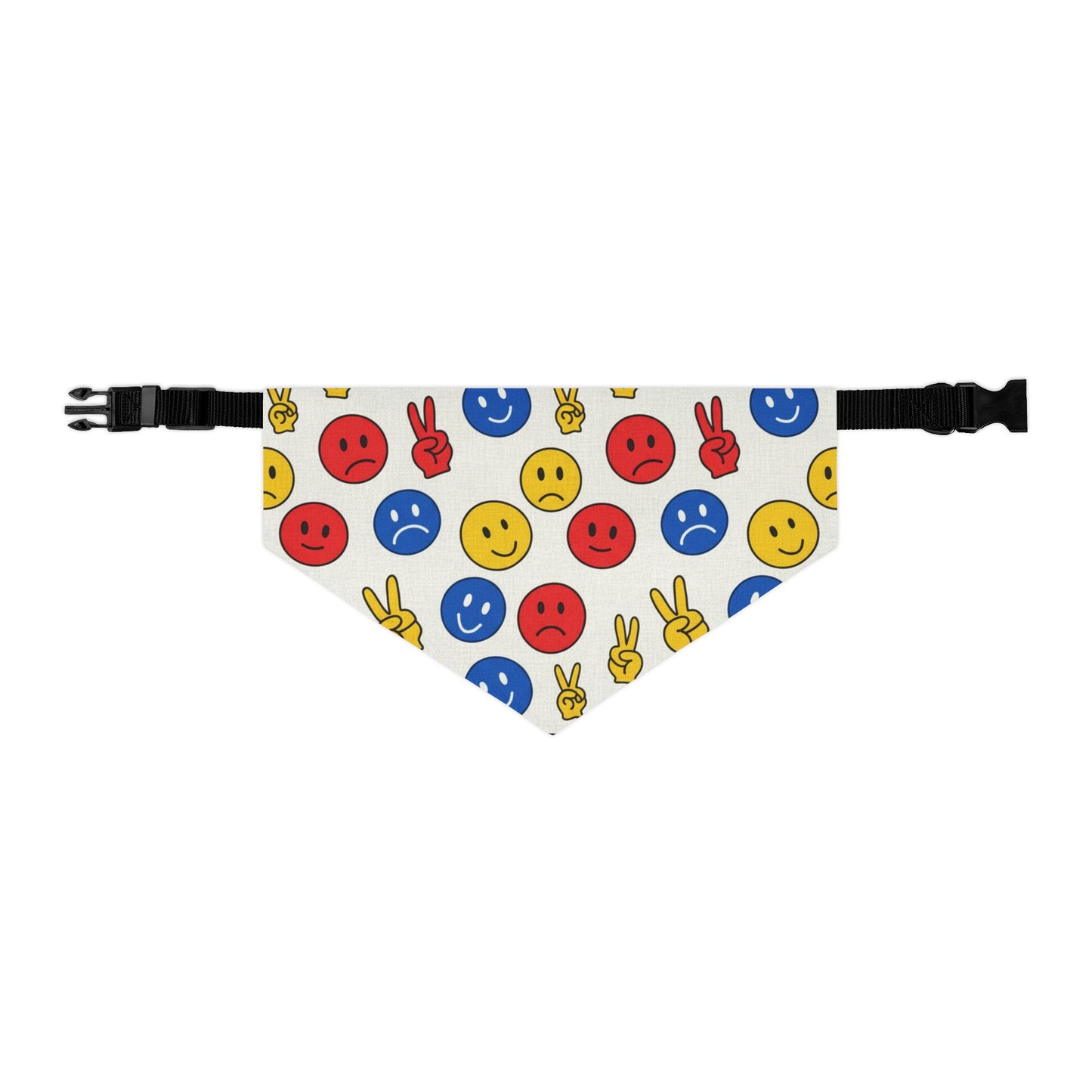 Happy Vibes Pet Bandana Collar - Colorful Emoji Design for Dogs