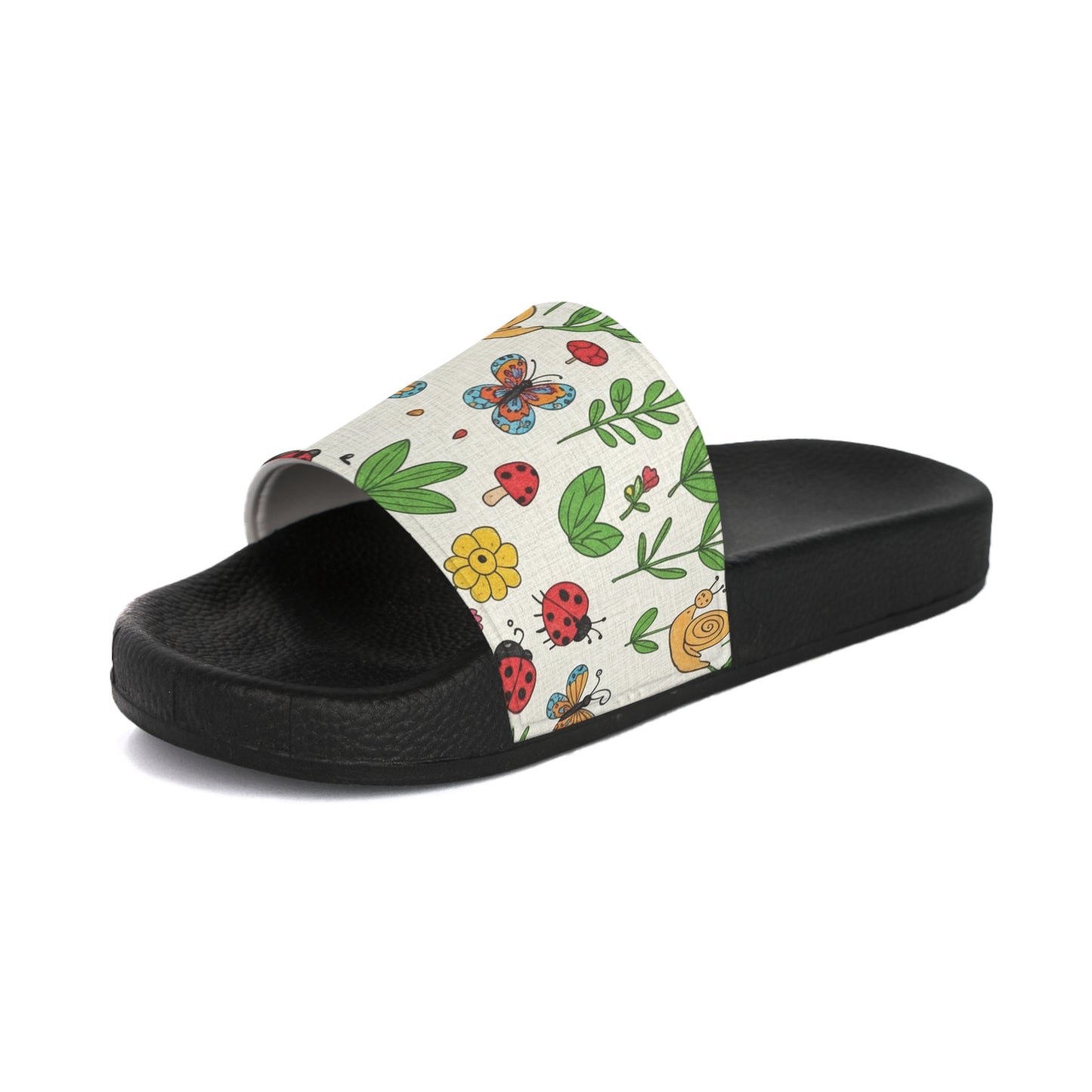 Women's Slide Sandals Garden Critter Doodles / Bugs & Blooms
