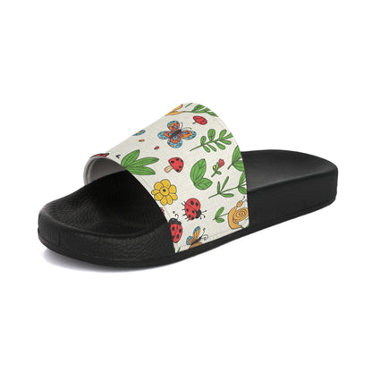 Women's Slide Sandals Garden Critter Doodles / Bugs & Blooms