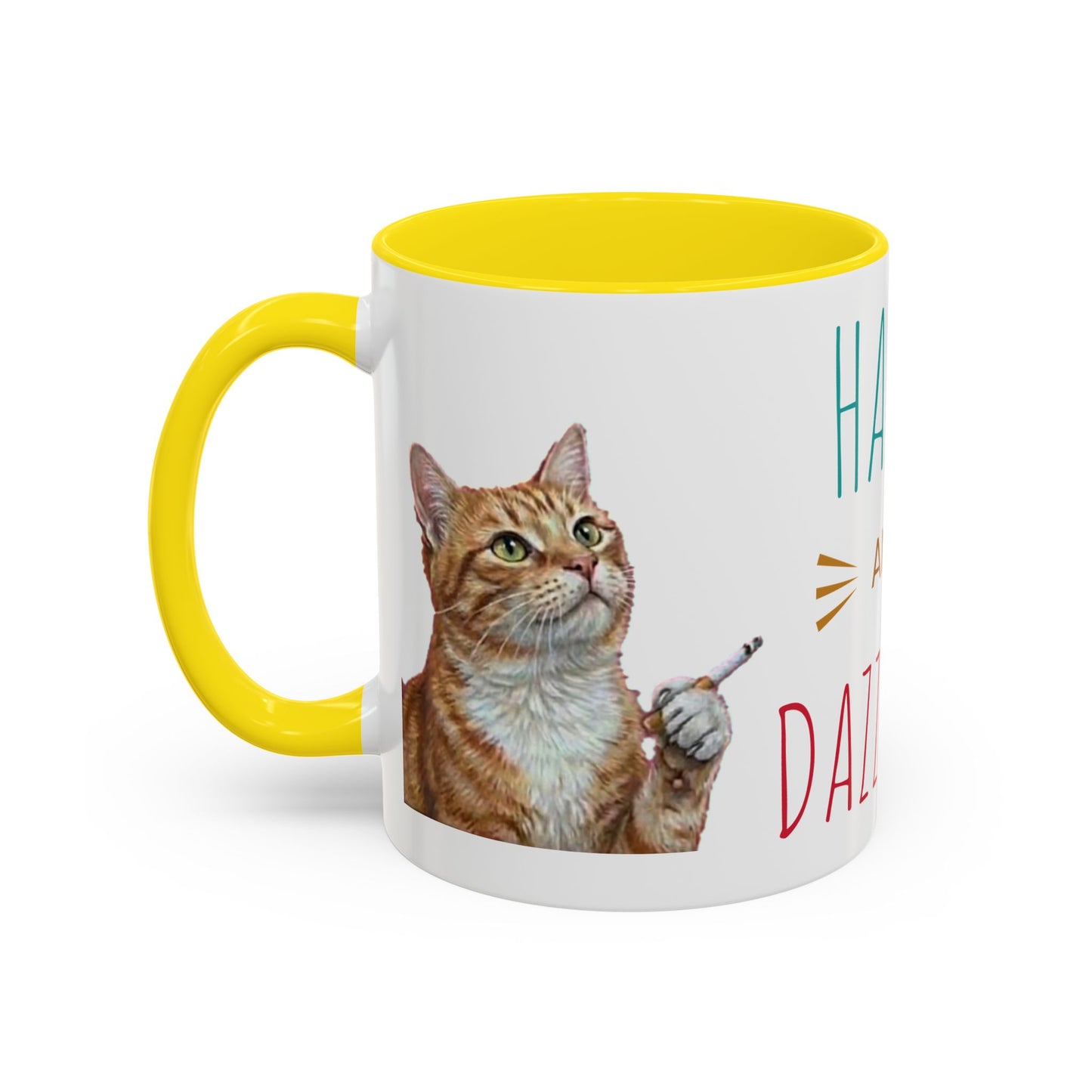 Happy and Dazzling Smoking Cat Coffee Mug — Cute Ginger Cat Accent Mug (11/15oz) (free shipping)