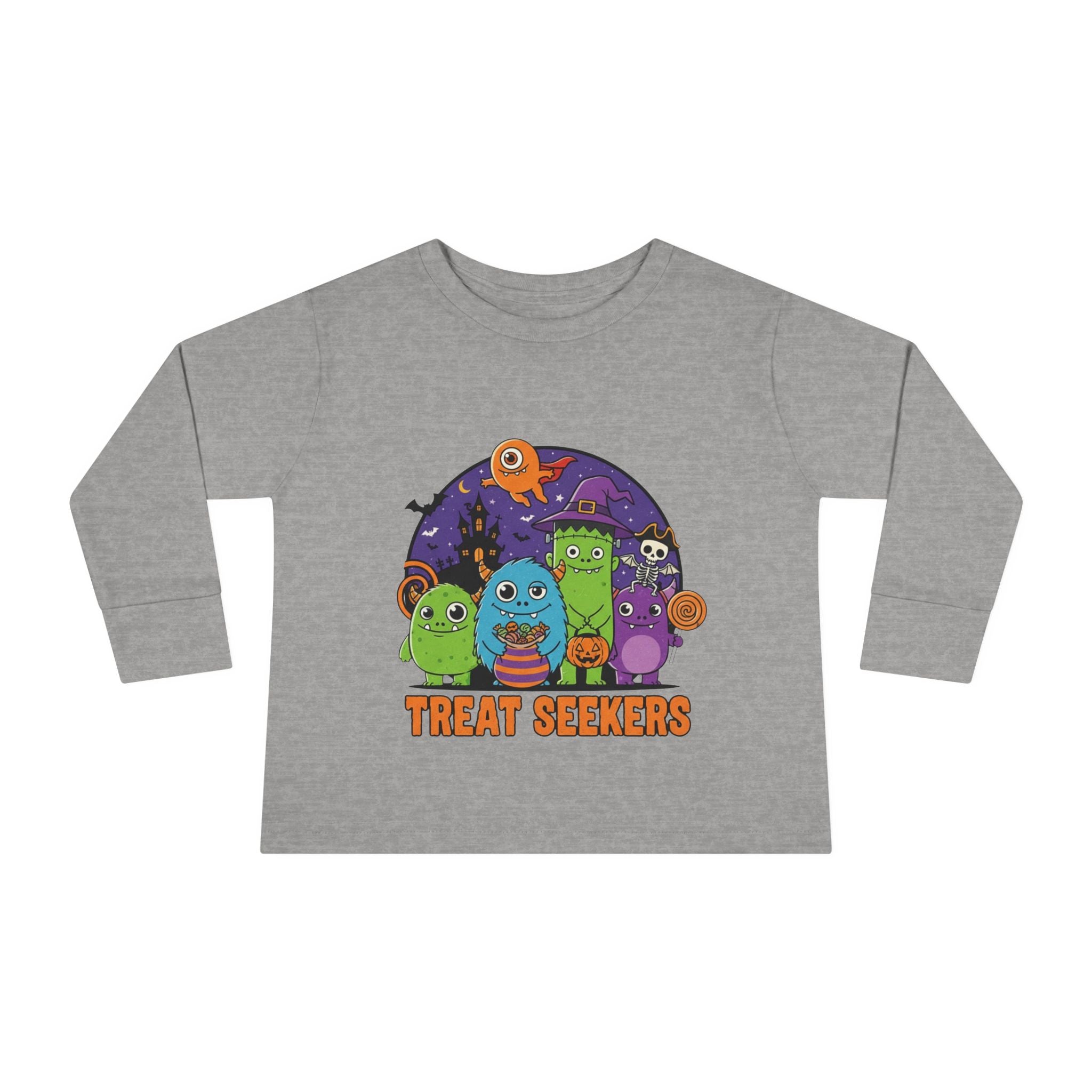 Toddler Halloween Long Sleeve Tee - Cute Treat Seekers Graphic, Kids Halloween Shirt, Trick-or-Treat Top, Fall Celebration Clothes