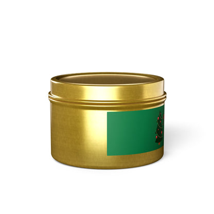 Merry & Bright Christmas eco-friendly Tin Candle — Holiday Scented Soy Candle- the give back candle collection