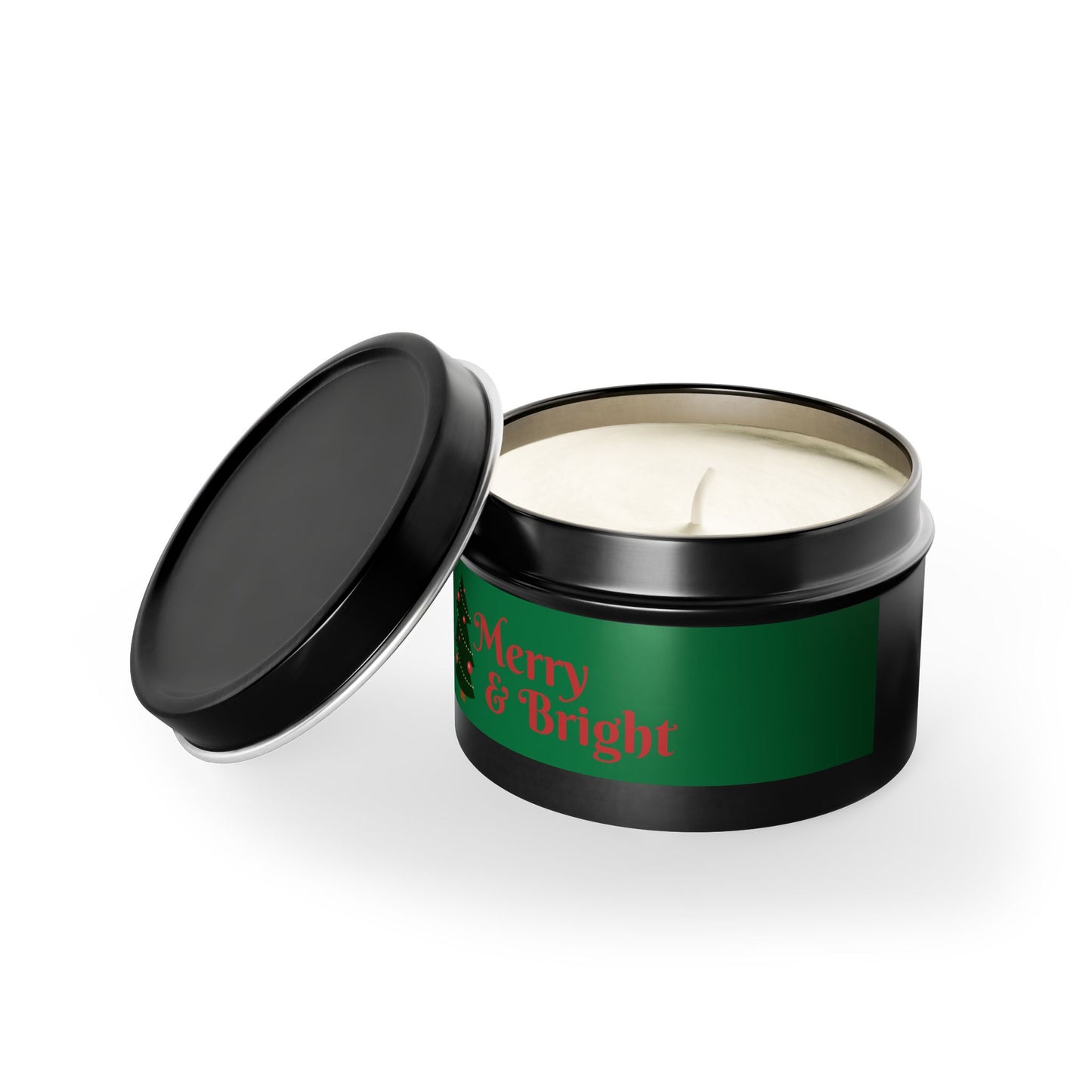 Merry & Bright Christmas eco-friendly Tin Candle — Holiday Scented Soy Candle- the give back candle collection