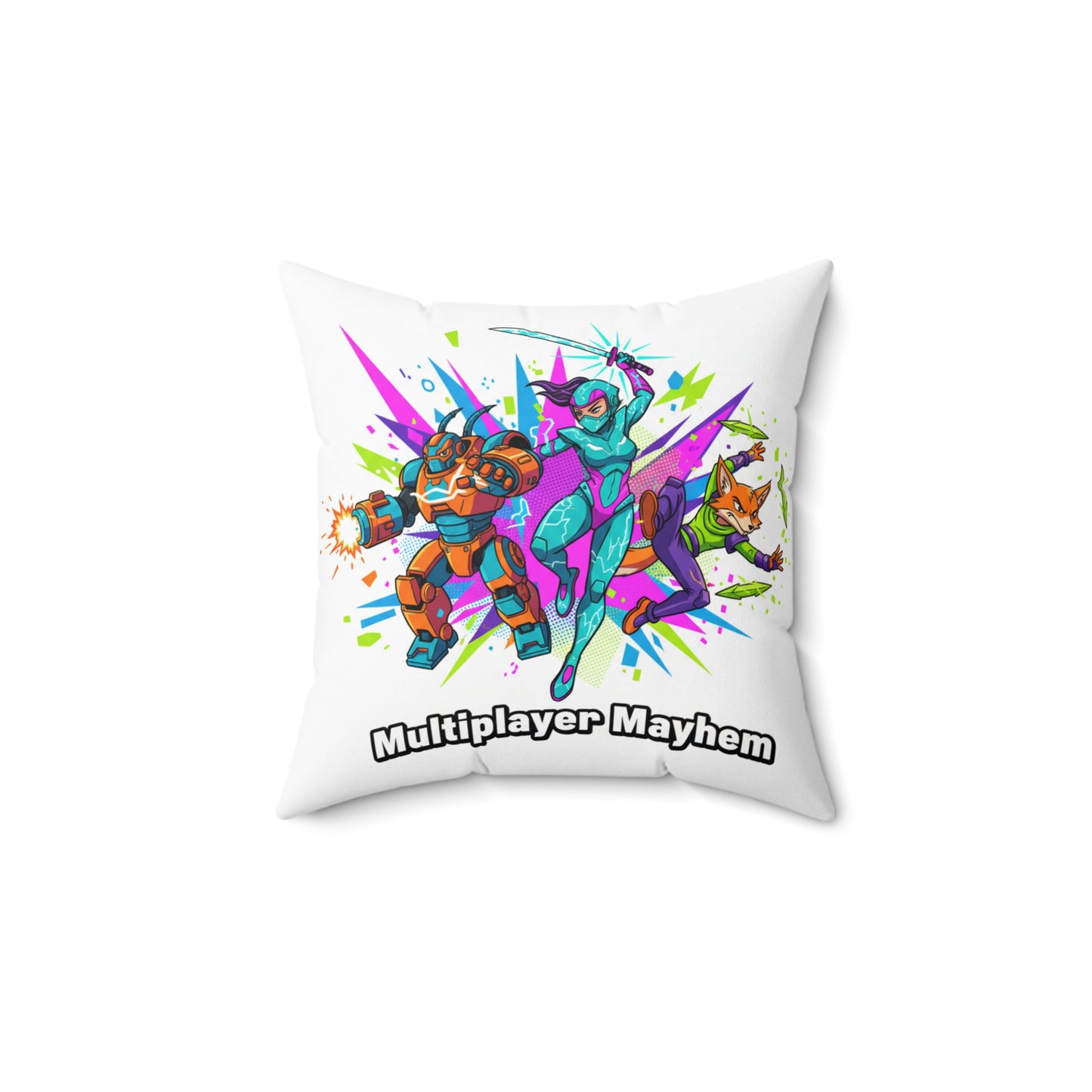 Kids Multiplayer Mayhem Gamer Pillow — Colorful Retro Arcade Character Cushion (free shipping)