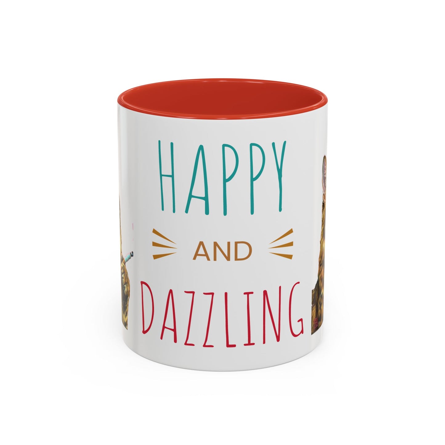 Happy and Dazzling smoking Cat Coffee Mug- cat smoking cigarette- funny (free shipping)