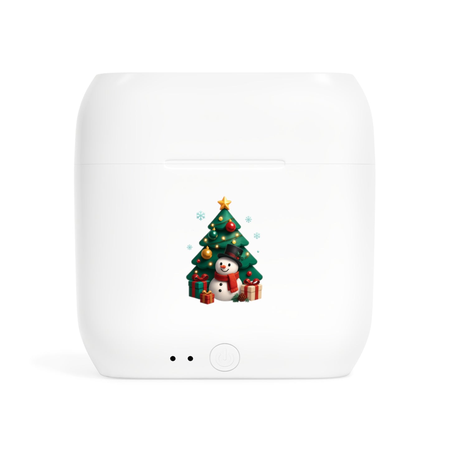 Wireless Earbuds Case — Cute Christmas Tree & Snowman Holiday Design