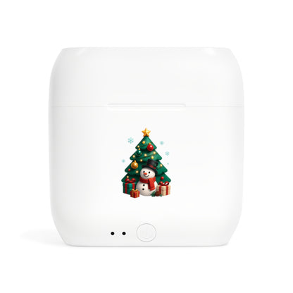 Wireless Earbuds Case — Cute Christmas Tree & Snowman Holiday Design