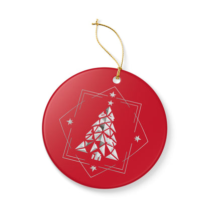 Geometric Christmas Tree Ceramic Ornament