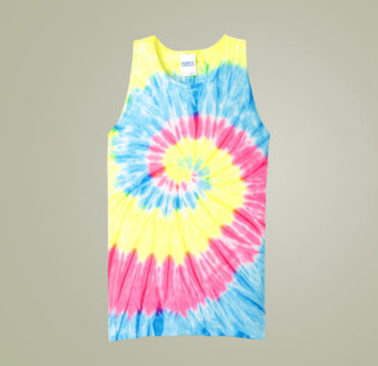 Men’s Tie-Dye Tank Top — multiple colors Spiral Swirl Summer Tank (free shipping)