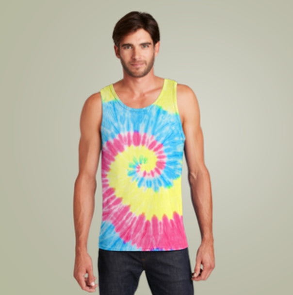 Men’s Tie-Dye Tank Top — multiple colors Spiral Swirl Summer Tank (free shipping)