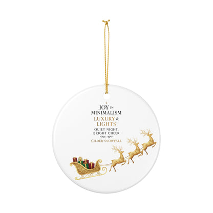 Gilded Sleigh Ceramic Ornament — "Joy in Minimalism: Luxury & Lights" Christmas Decoration