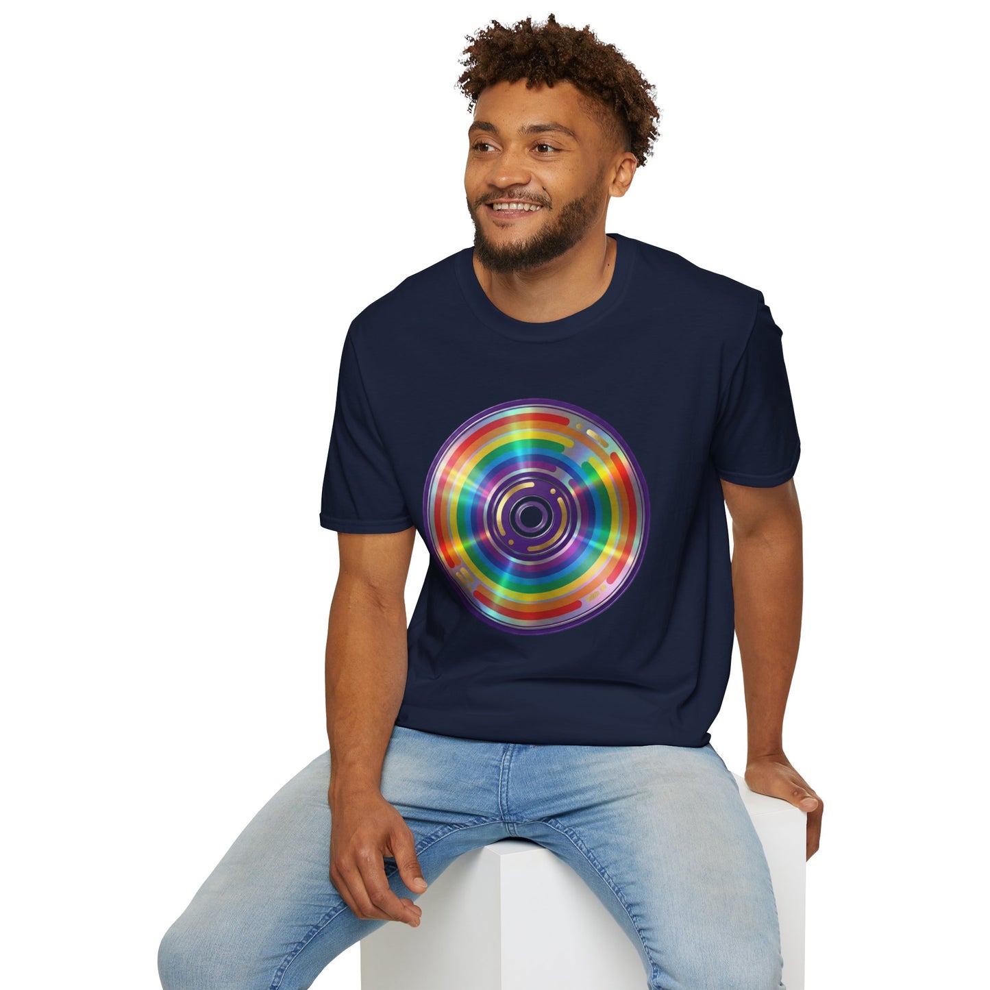 Retro Rainbow CD- Vinyl Record T-Shirt