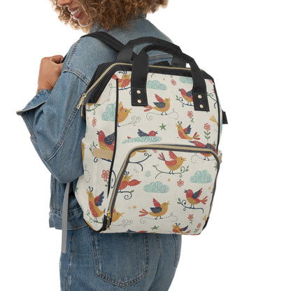Boho - Birds & Blooms Multifunctional Diaper Backpack — Cute Floral Baby Travel Bag