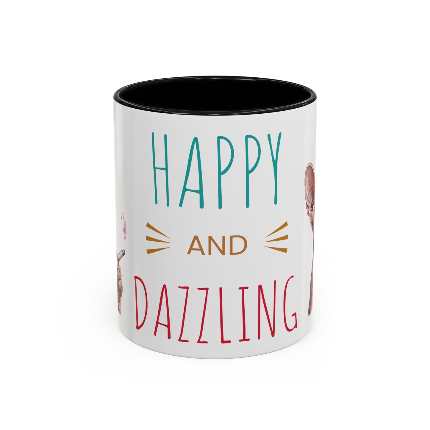 Happy and Dazzling smoking Cat Coffee Mug — Sphynx Cat Accent Mug (11/15oz) (free shipping)
