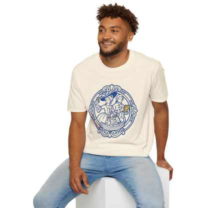 Rococo Smartphone Toile - Captain & First Mate Nautical Crew T-Shirt — Vintage Ship Wheel Illustration