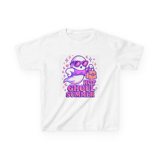 Girls Ghost Summer Tee, Fun Kid's T-Shirt, Cute Tee for Summer, Halloween Kids Shirt, Ghoulish Apparel for Young Spirits
