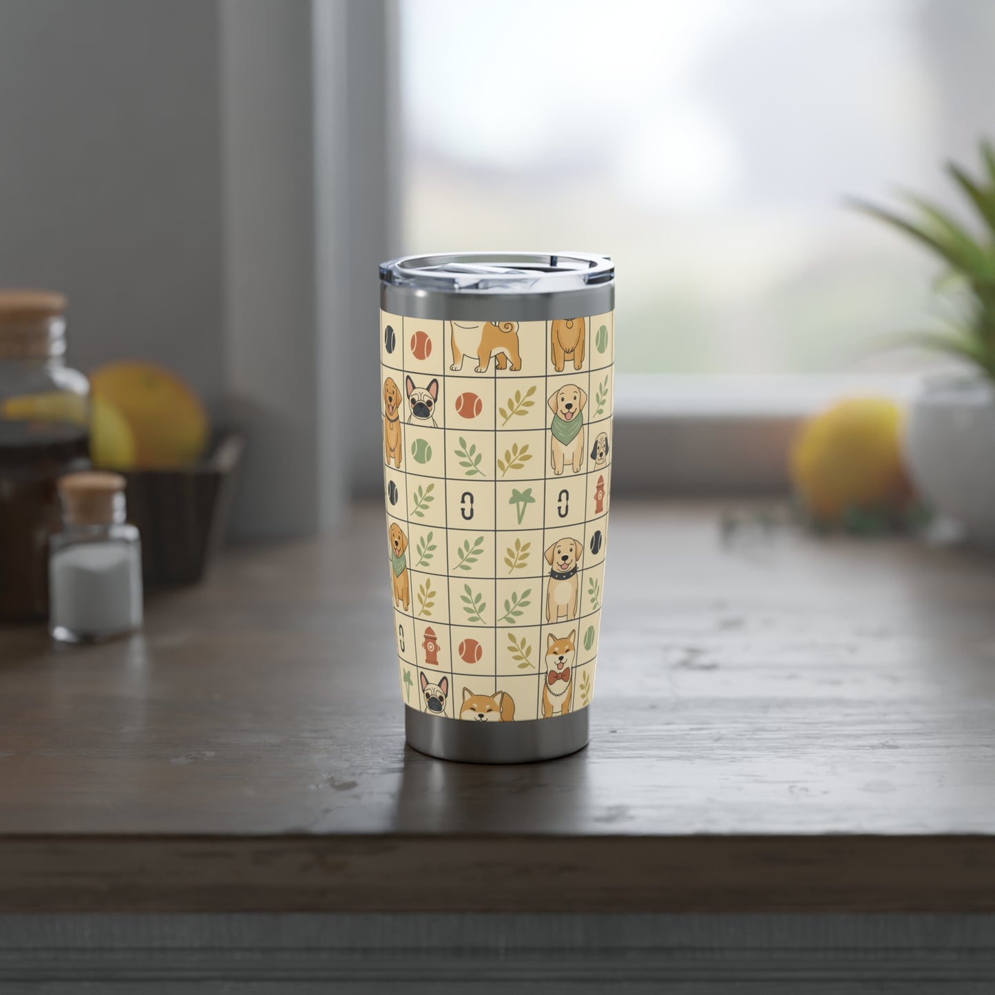 Dog Pattern 20oz Tumbler — Cute Paw Print Travel Cup