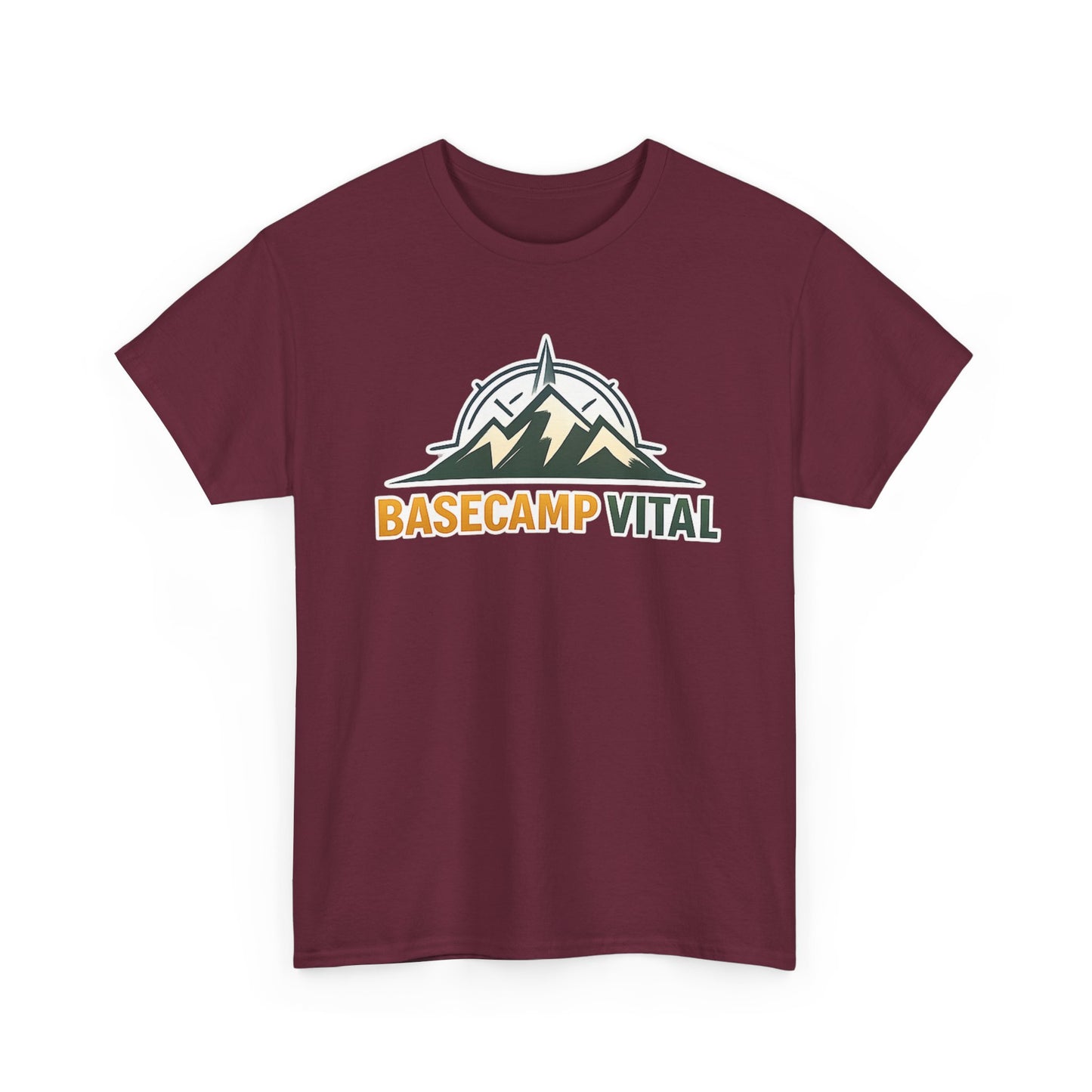 Base Camp Vital Mountain Compass Crewneck T-Shirt | Outdoor Hiking Graphic Tee | Midweight Cotton Trail Shirt (free shipping)