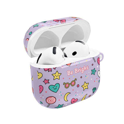 Be Bright Purple Kawaii AirPod Case — Cute Star, Heart & Moon Protective Cover (free shipping)