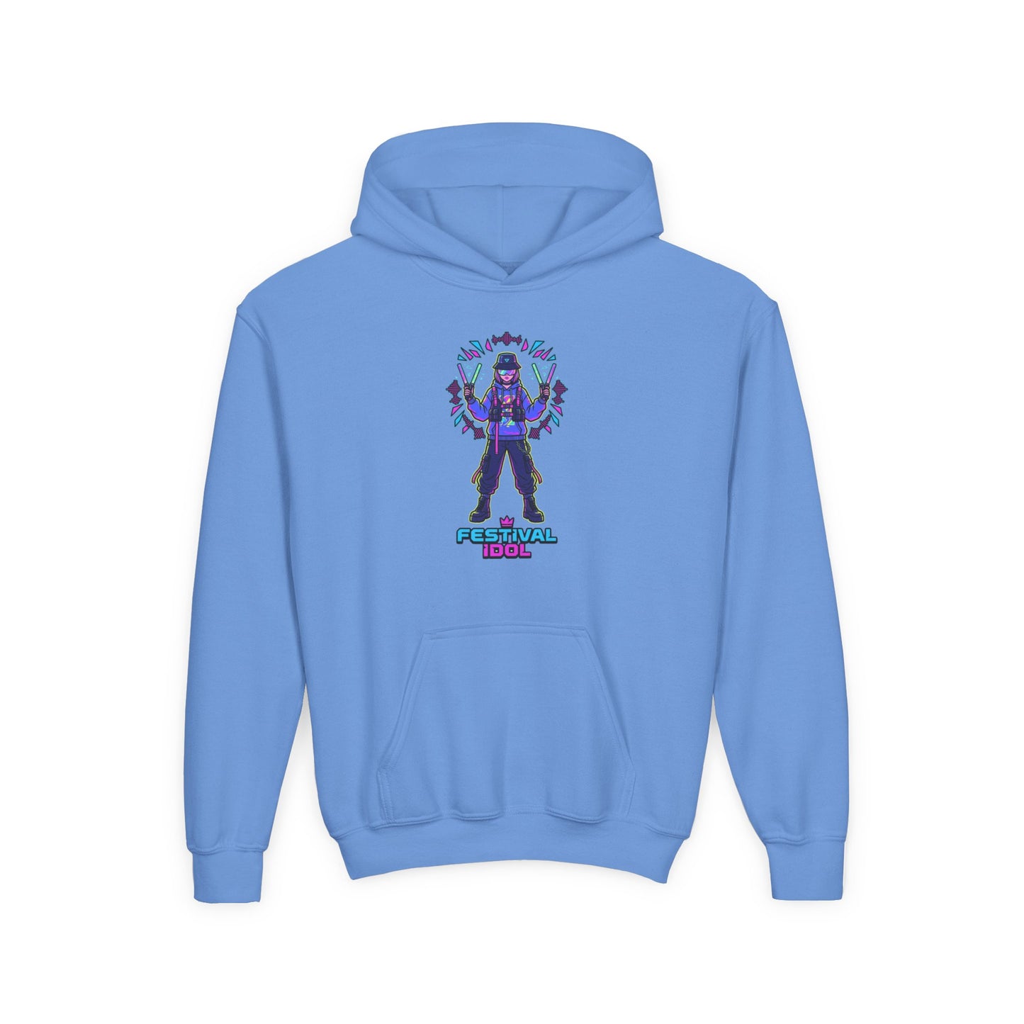 Youth Hoodie — Neon k-Pops Gamer Girl Graphic “Pixel Pal” Streetwear