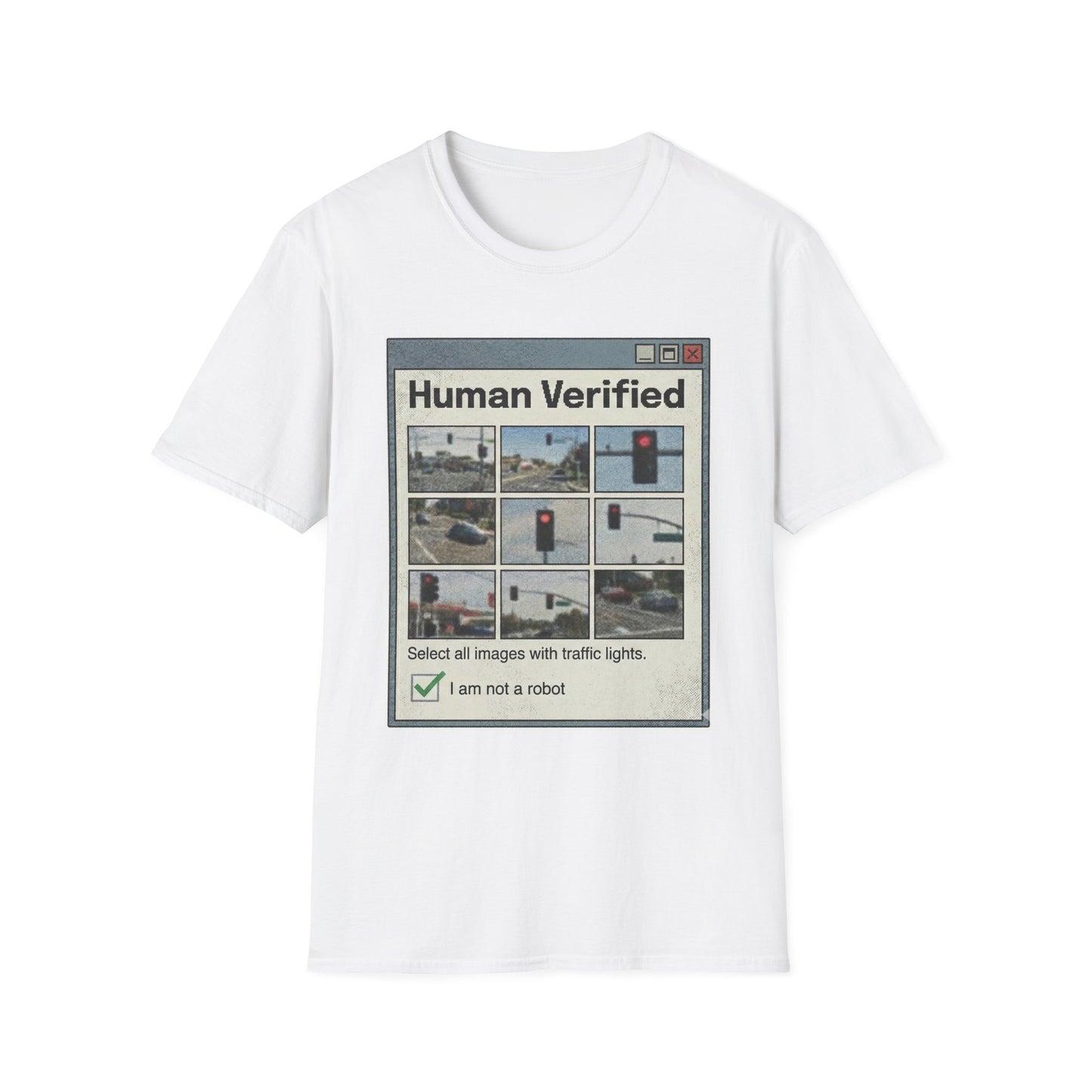 Human Verified T-Shirt – CAPTCHA Traffic Light Graphic Shirt