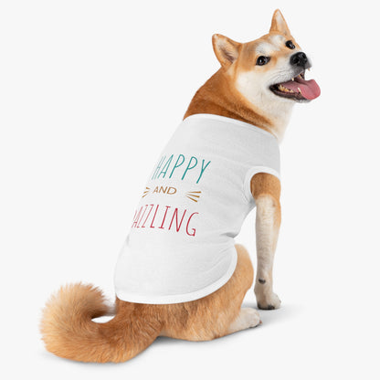 Happy and Dazzling Pet Tank Top — Colorful Graphic Dog Shirt for Everyday Wear