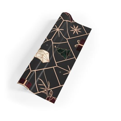 Elegant Holiday Gift Wrapping Paper Roll with Christmas Motifs