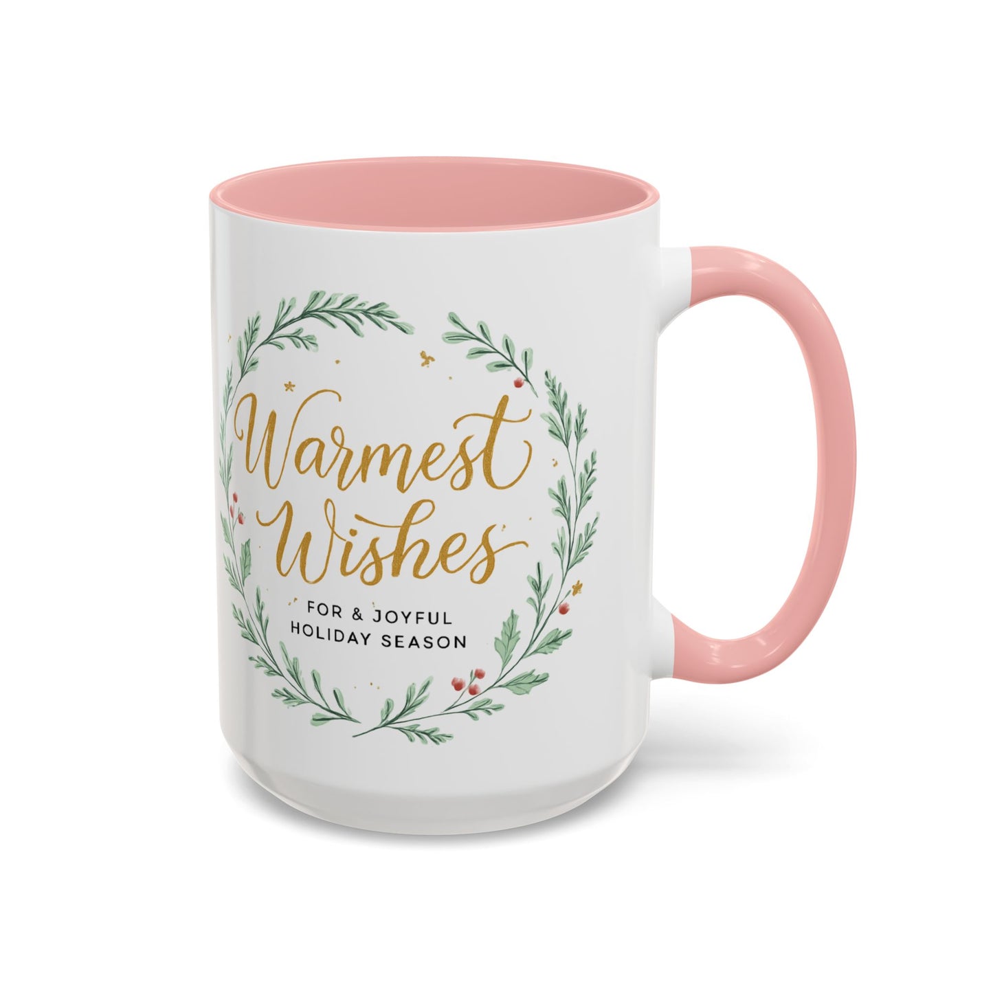 Warmest Wishes Holiday Coffee Mug — Festive Wreath Accent Mug (11/15oz)