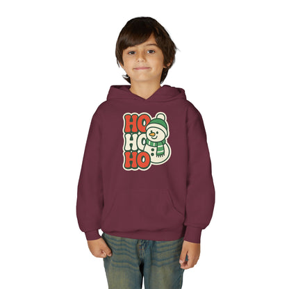 Youth kids Christmas Hoodie - 'HO HO HO' Snowman Holiday Sweatshirt