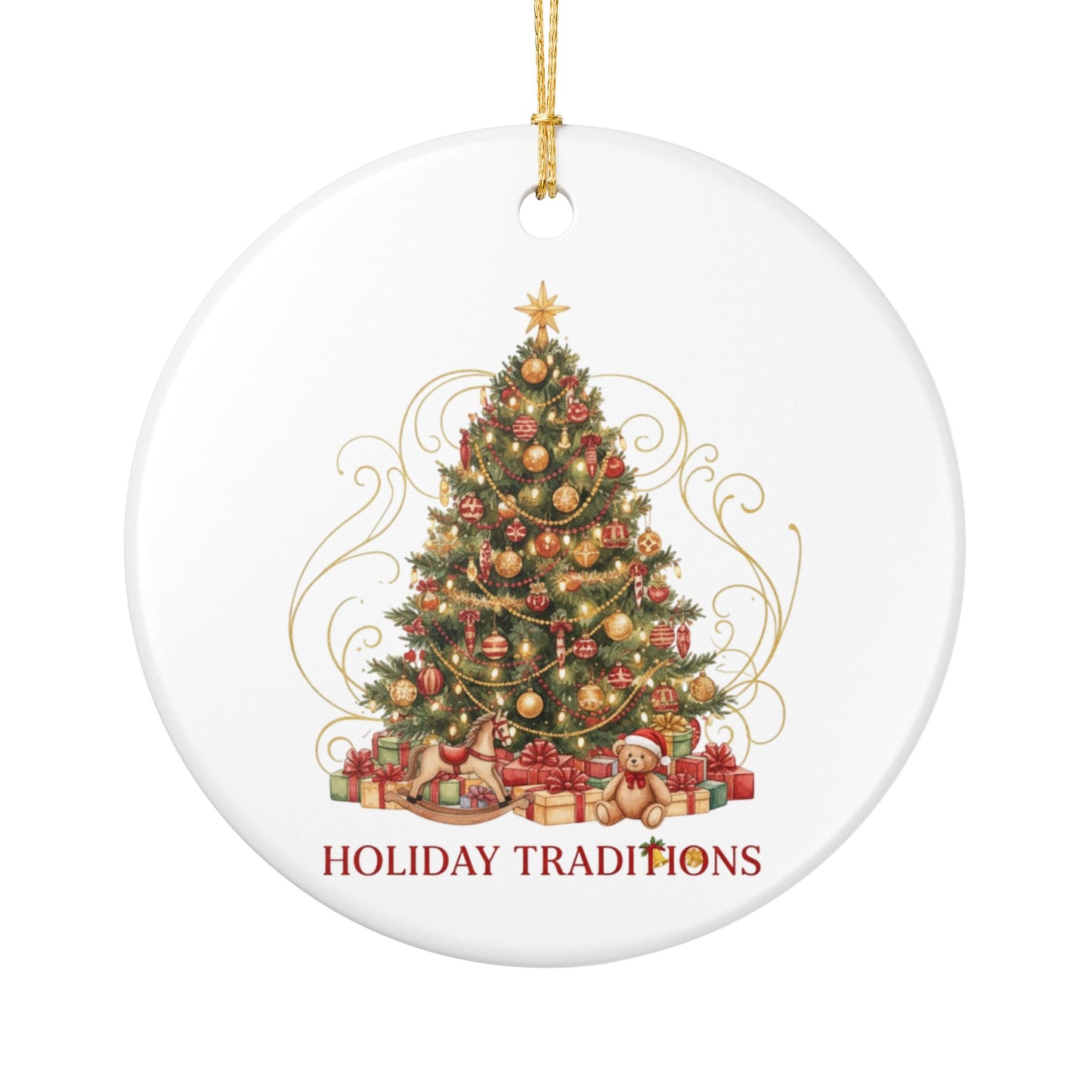 Holiday Traditions Ceramic Ornament - Christmas Tree Decoration