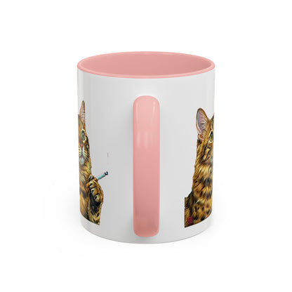 Happy and Dazzling smoking Cat Coffee Mug- cat smoking cigarette- funny (free shipping)
