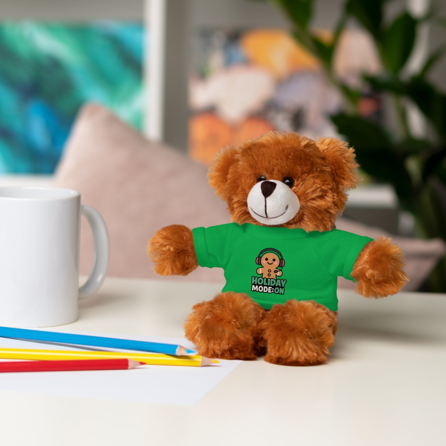 Holiday Mode On Gingerbread Bear Plush with Tee