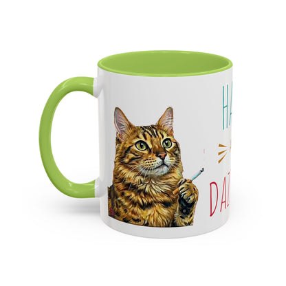 Happy and Dazzling smoking Cat Coffee Mug- cat smoking cigarette- funny (free shipping)