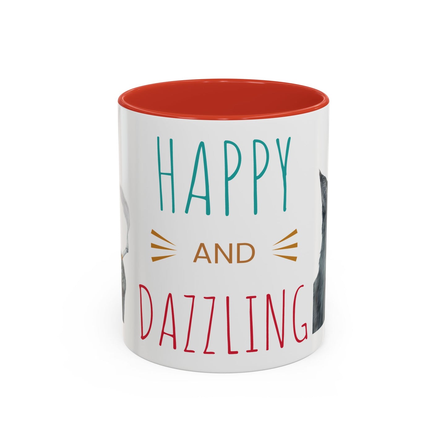 Happy and Dazzling smoking Cat Coffee Mug — Cute Cat smoking a cigarette Illustration Accent Mug (11/15 oz) (free shipping)