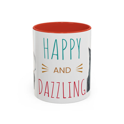 Happy and Dazzling smoking Cat Coffee Mug — Cute Cat smoking a cigarette Illustration Accent Mug (11/15 oz) (free shipping)